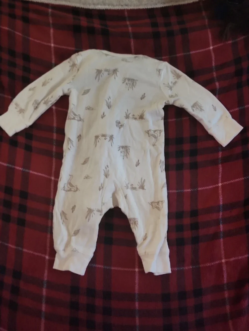 Carter's Cream One-Piece Zip Footed Romper with Tan Nature Prints